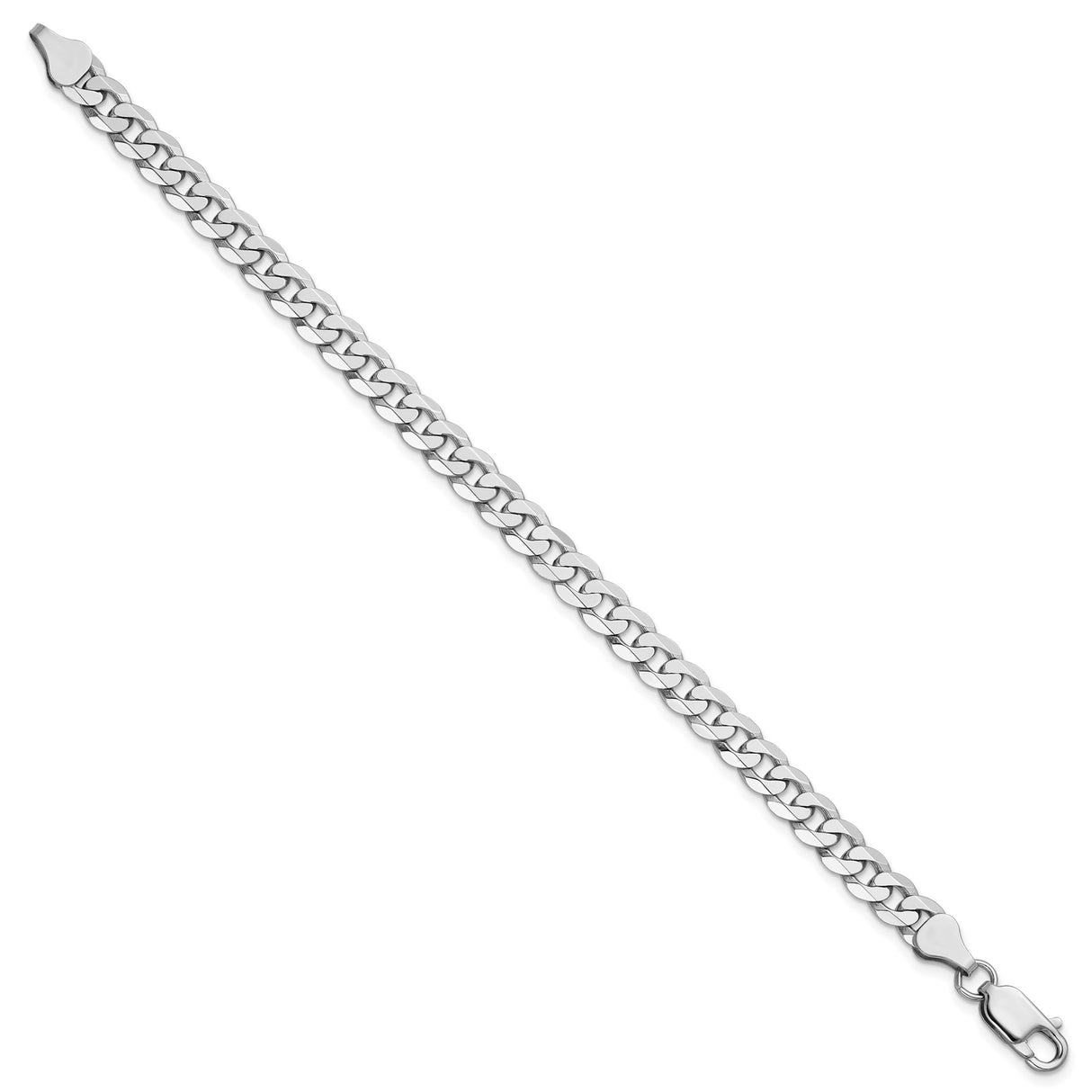 14K White Gold 6.25 mm Curb Chain Bracelet, Polished
