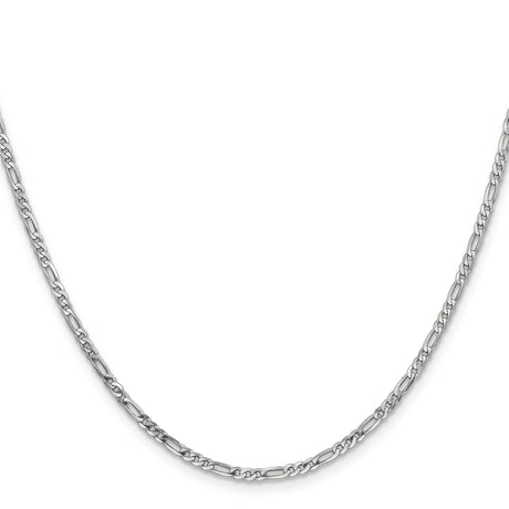 14K White Gold 2.25 mm Figaro Chain Necklace, Polished