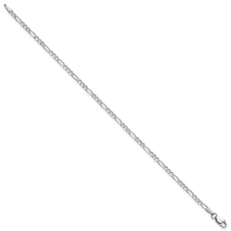 14K White Gold 2.25 mm Figaro Chain Bracelet, Polished