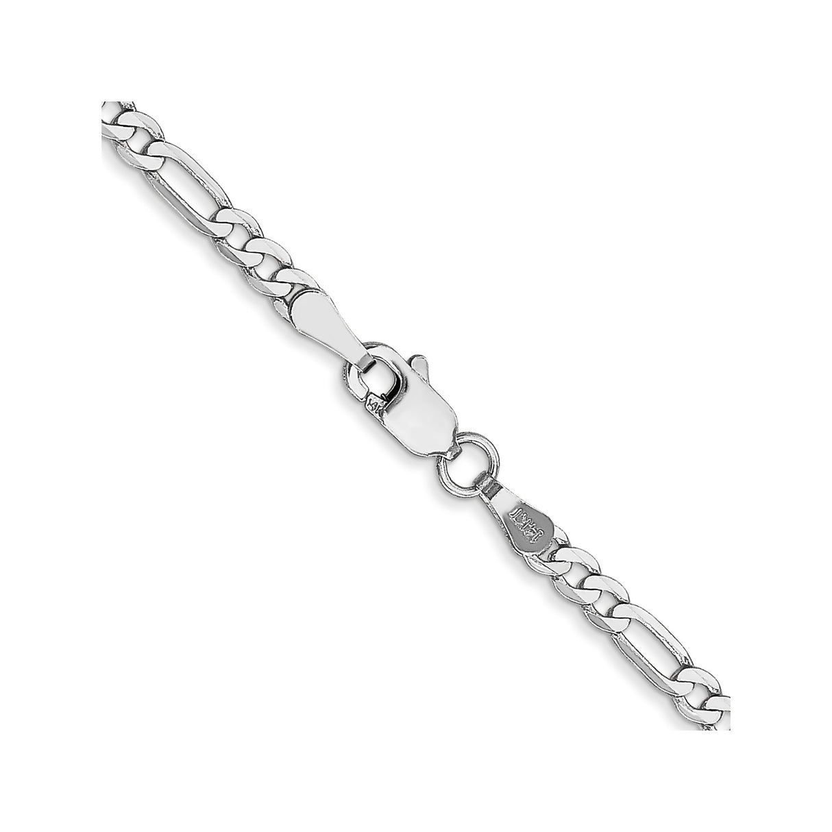 14K White Gold 2.75 mm Figaro Chain Necklace, Polished alternate angle