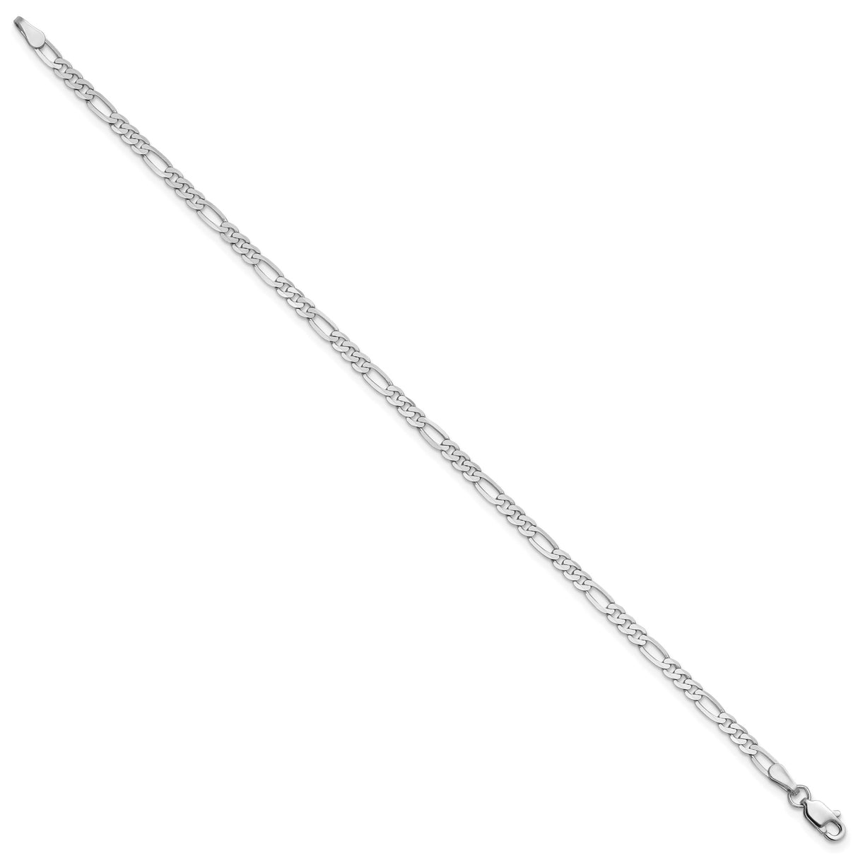 14K White Gold 2.75 mm Figaro Chain Anklet, Polished