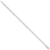 14K White Gold 2.75 mm Figaro Chain Anklet, Polished