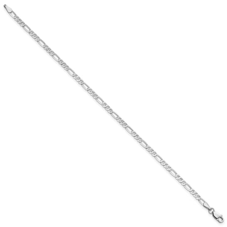 14K White Gold 2.75 mm Figaro Chain Bracelet, Polished