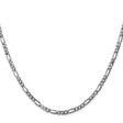 14K White Gold 3 mm Figaro Chain Necklace, Polished