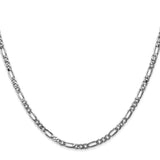 14K White Gold 3 mm Figaro Chain Necklace, Polished