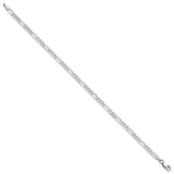 14K White Gold 3 mm Figaro Chain Anklet, Polished