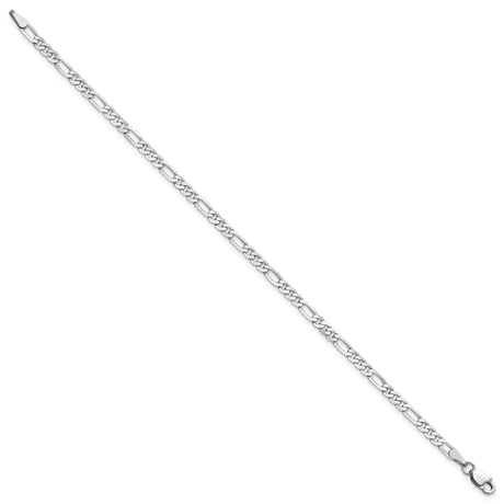 14K White Gold 3 mm Figaro Chain Bracelet, Polished