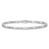 14K White Gold 3 mm Figaro Chain Anklet, Polished alternate angle