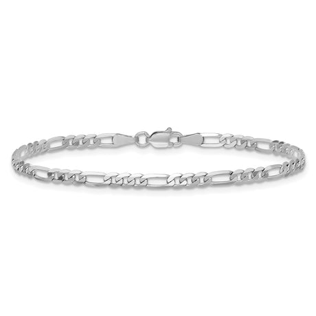 14K White Gold 3 mm Figaro Chain Anklet, Polished alternate angle