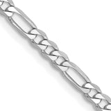 14K White Gold 3 mm Figaro Chain Necklace, Polished detail view
