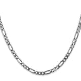 14K White Gold 4 mm Figaro Chain Necklace, Polished