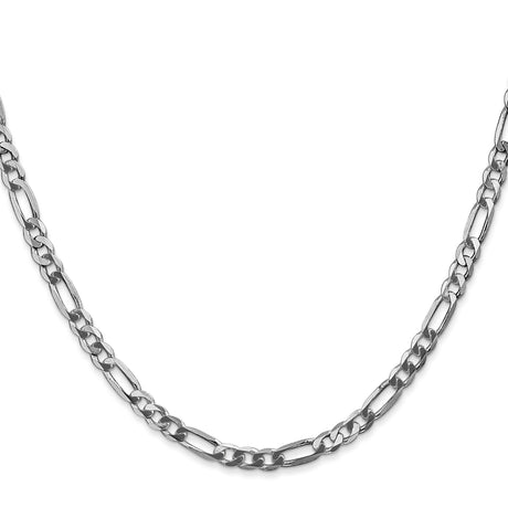 14K White Gold 4 mm Figaro Chain Necklace, Polished