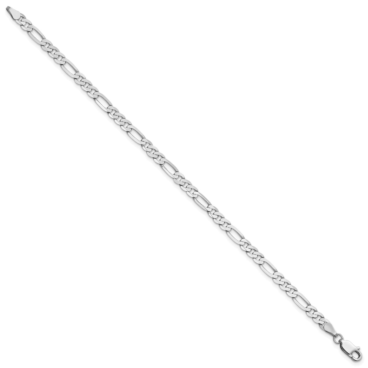 14K White Gold 4 mm Figaro Chain Bracelet, Polished