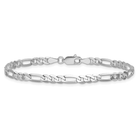 14K White Gold 4 mm Figaro Chain Anklet, Polished alternate angle