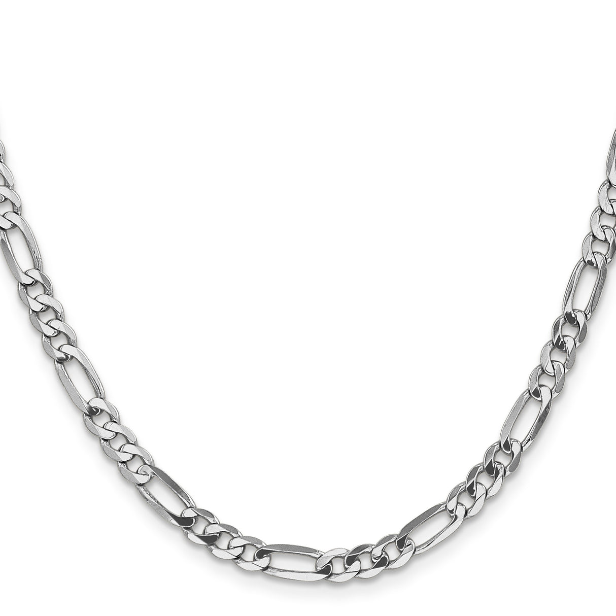 14K White Gold 4.5 mm Figaro Chain Necklace, Polished