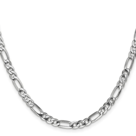 14K White Gold 4.5 mm Figaro Chain Necklace, Polished