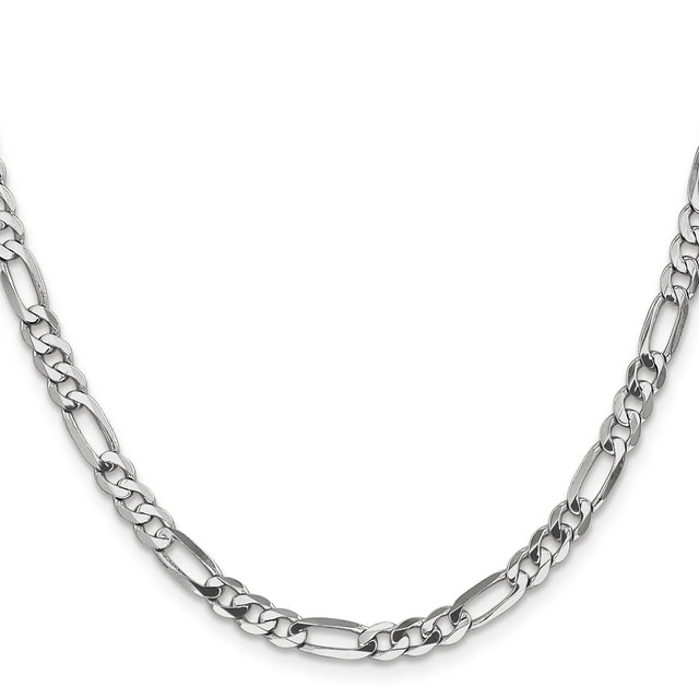 14K White Gold 4.5 mm Figaro Chain Necklace, Polished