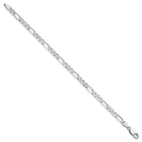 14K White Gold 4.5 mm Figaro Chain Anklet, Polished