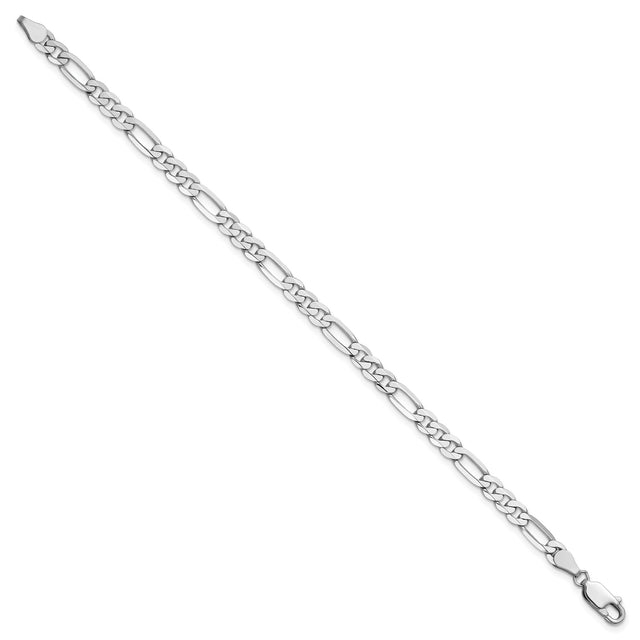 14K White Gold 4.5 mm Figaro Chain Anklet, Polished