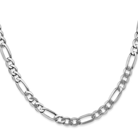 14K White Gold 5.5 mm Figaro Chain Necklace, Polished