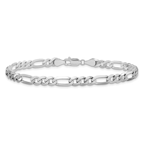 14K White Gold 5.5 mm Figaro Chain Anklet, Polished alternate angle