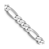 14K White Gold 5.5 mm Figaro Chain Necklace, Polished detail view