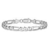 14K White Gold 6 mm Figaro Chain Bracelet, Polished alternate angle