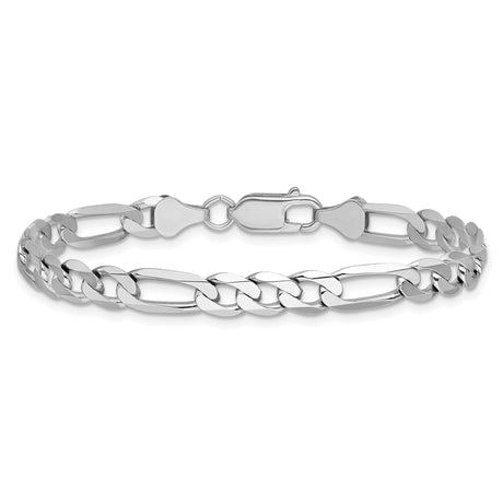 14K White Gold 6 mm Figaro Chain Bracelet, Polished alternate angle