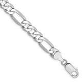 14K White Gold 7 mm Figaro Chain Anklet, Polished shown for scale