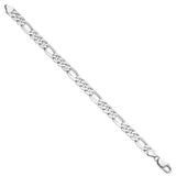 14K White Gold 7.5 mm Figaro Chain Anklet, Polished