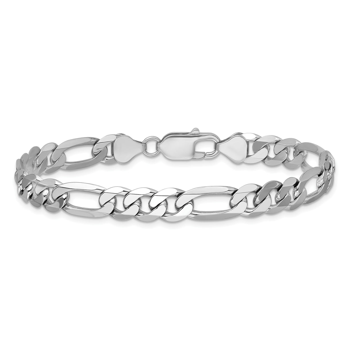 14K White Gold 7.5 mm Figaro Chain Anklet, Polished alternate angle