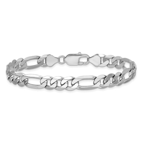 14K White Gold 7.5 mm Figaro Chain Anklet, Polished alternate angle