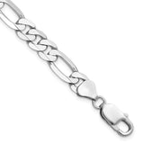 14K White Gold 7.5 mm Figaro Chain Anklet, Polished shown for scale