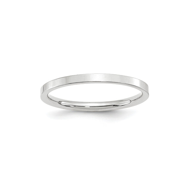 10k White Gold Flat, Comfort Fit wedding band ring