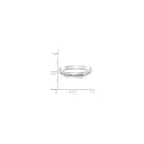 14k White Gold Flat, Comfort Fit wedding band ring shown for scale