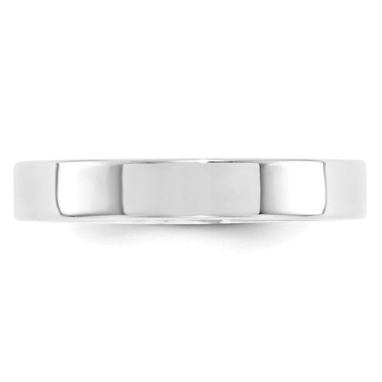 14K White Gold Flat Comfort-Fit Wedding Band, Solid 4mm Width, Modern Minimal