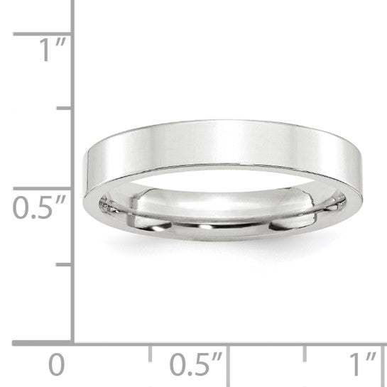 14K White Gold Flat Comfort-Fit Wedding Band, Solid 4mm Width, Modern Minimal