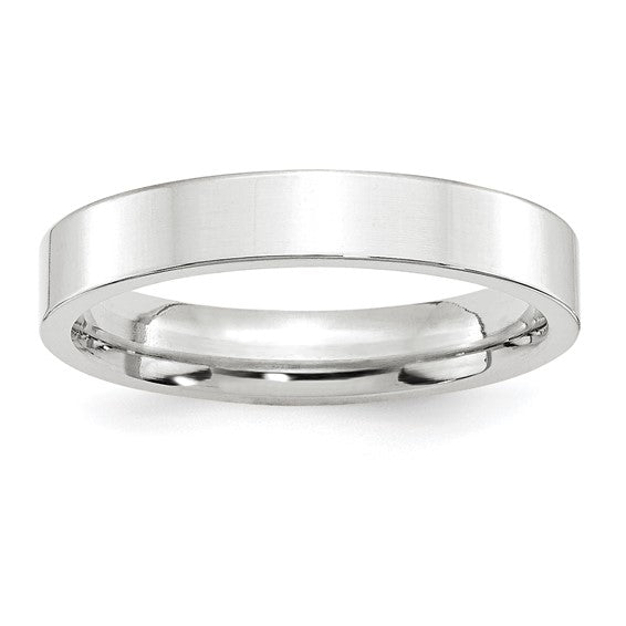 14K White Gold Flat Comfort-Fit Wedding Band, Solid 4mm Width, Modern Minimal