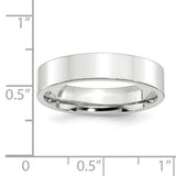 14K White Gold Flat Wedding Band, Comfort Fit, Solid 5mm Wide, Classic Modern Ring