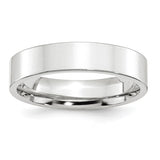14K White Gold Flat Wedding Band, Comfort Fit, Solid 5mm Wide, Classic Modern Ring