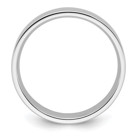 14K White Gold Flat Wedding Band, Comfort Fit, Solid 6 mm with Polished Finish