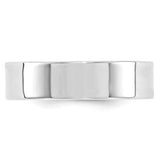 14K White Gold Flat Wedding Band, Comfort Fit, Solid 6 mm with Polished Finish
