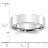 14K White Gold Flat Wedding Band, Comfort Fit, Solid 6 mm with Polished Finish