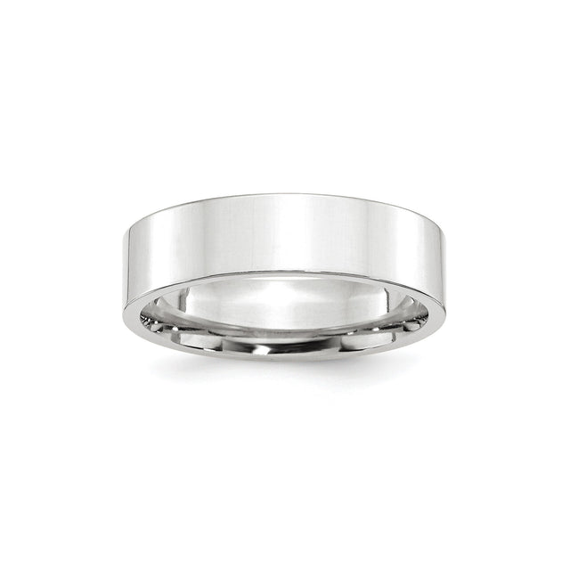 10k White Gold Flat, Comfort Fit wedding band ring