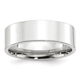 14K White Gold Flat 7mm Wedding Band - Comfort Fit, Solid Ring, Modern Silhouette