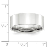 14k White Gold Flat Wedding Band Comfort Fit 8mm Wide No Stone For Everyday Wear