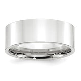 14k White Gold Flat Wedding Band Comfort Fit 8mm Wide No Stone For Everyday Wear