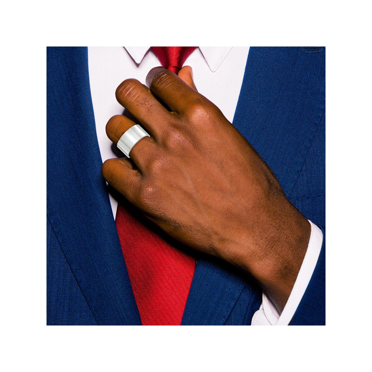 10k White Gold Flat, Comfort Fit wedding band ring detail view