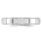 14K White Gold Flat Step Down Edge Wedding Band 4mm
