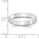 14K White Gold Flat Step Down Edge Wedding Band 4mm